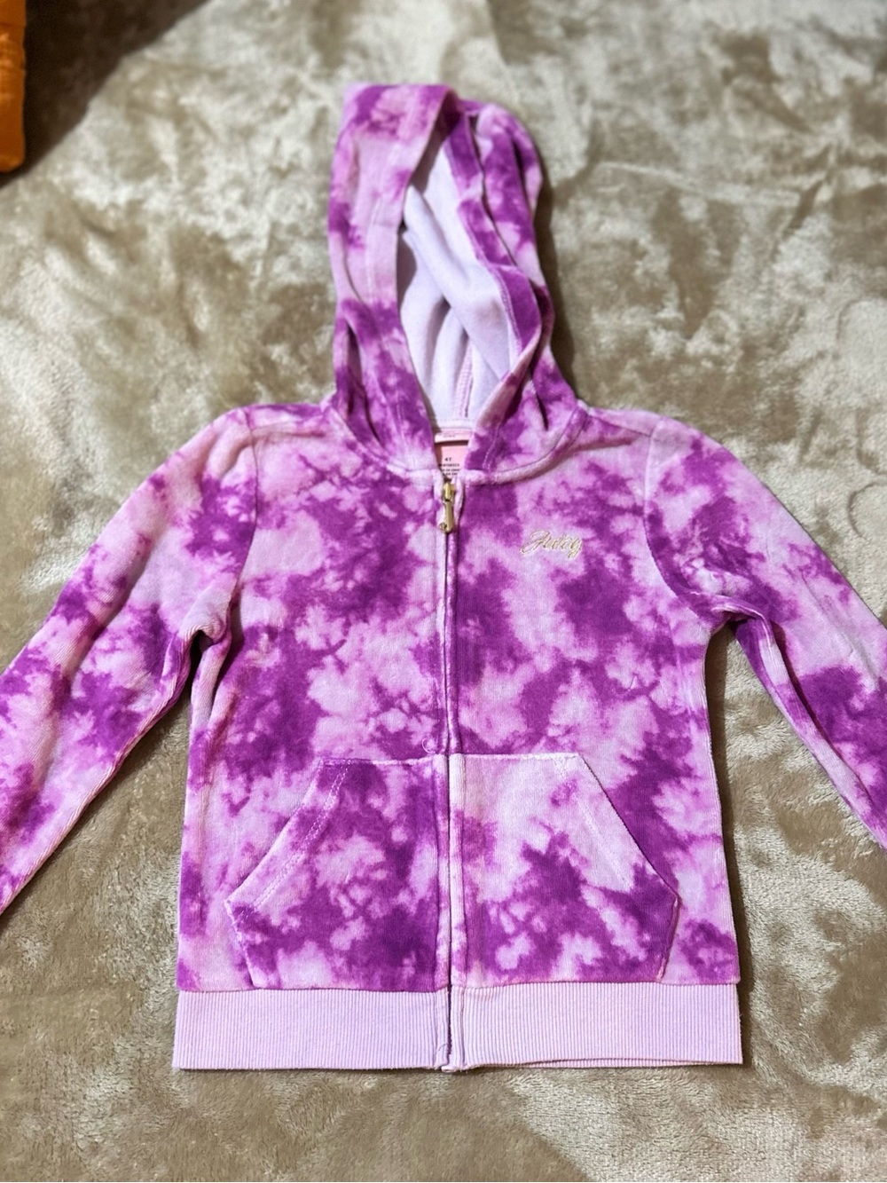 Girls' Purple Tie-Dye Zip Hoodie - Juicy Couture 4T